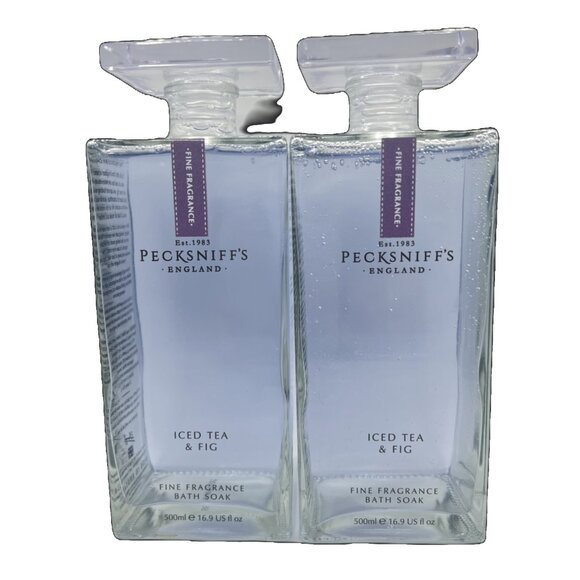 NEW 2x Pecksniffs Iced Tea & Fig Fine Fragrance Glass Bottle Bath Soak - 16.9 oz - Picture 1 of 4